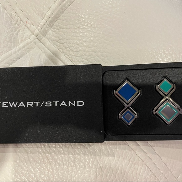 Stewart/Stand stainless steel & enamel cufflinks. Never worn. - Picture 2 of 2